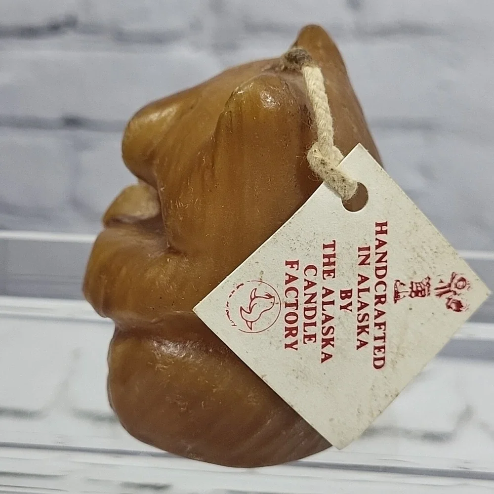Vintage Alaska Candle Co Grizzly‎ Bear With Cub Hand-Carved Unlit Tag NOS